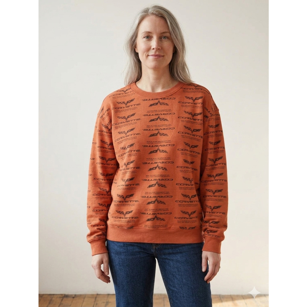 GM Corvette M All-Over Print Sweatshirt Orange Warm Winter Cozy Hybrid